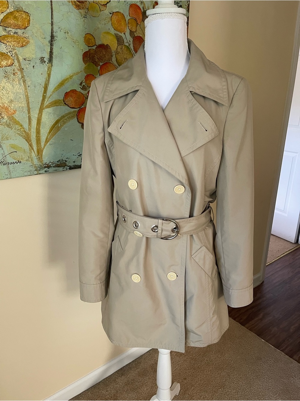 Coach Beige Double-Breasted Trench Coat with Belt